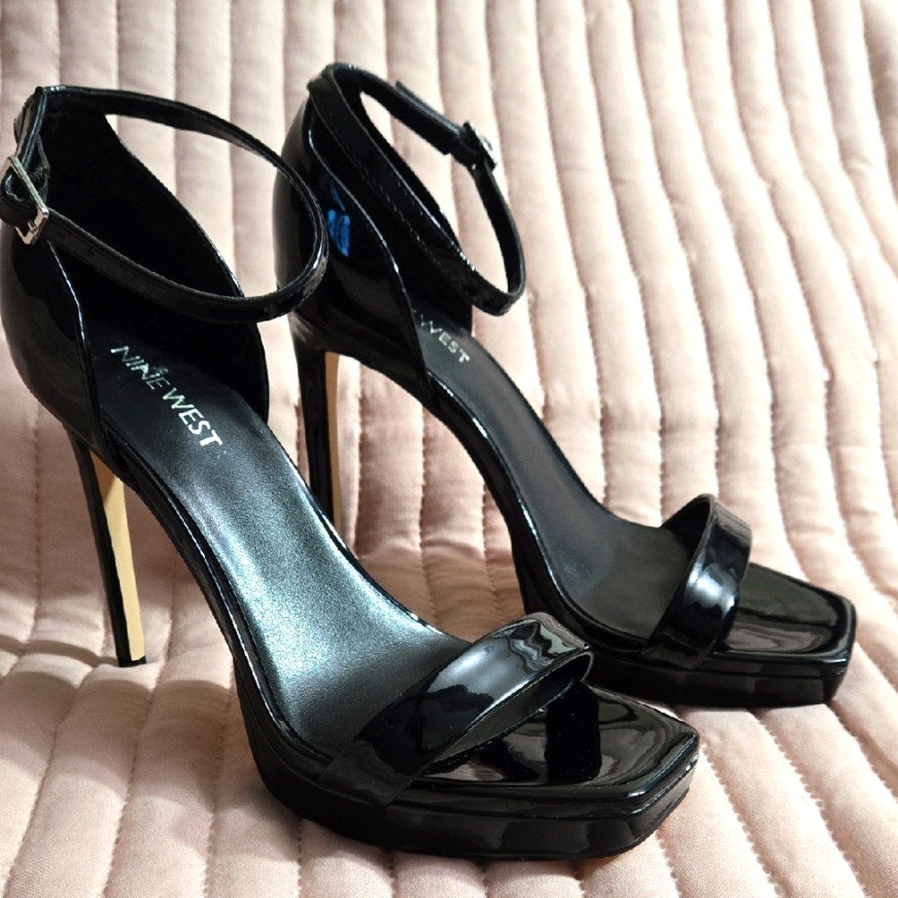 Nine West Black Strappy Stiletto Heels